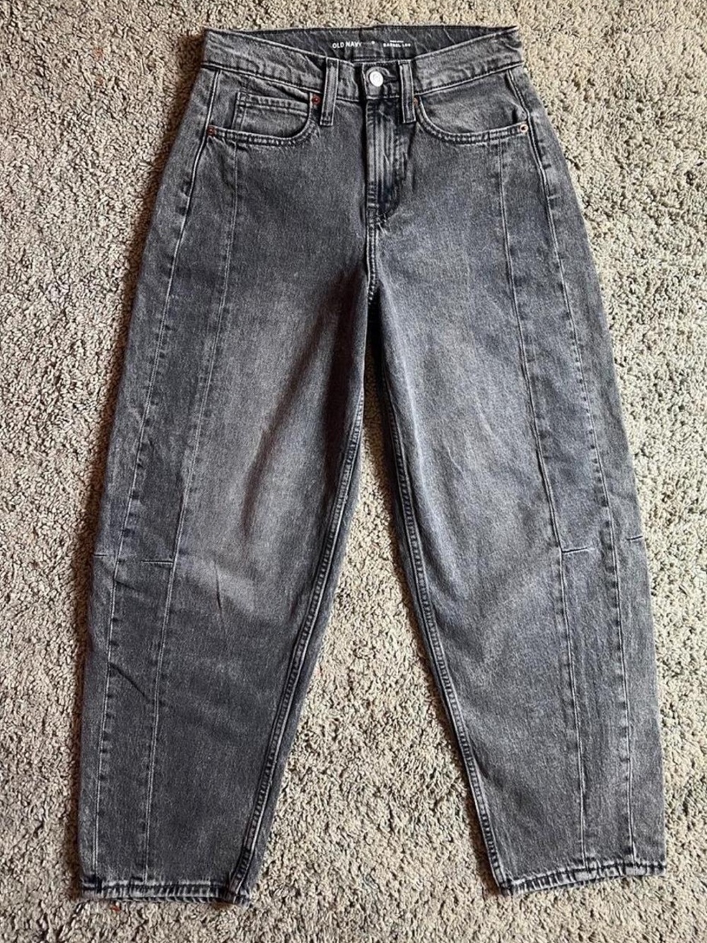 Old Navy High-Rise Washed Black Barrel Leg Jeans Sz 0